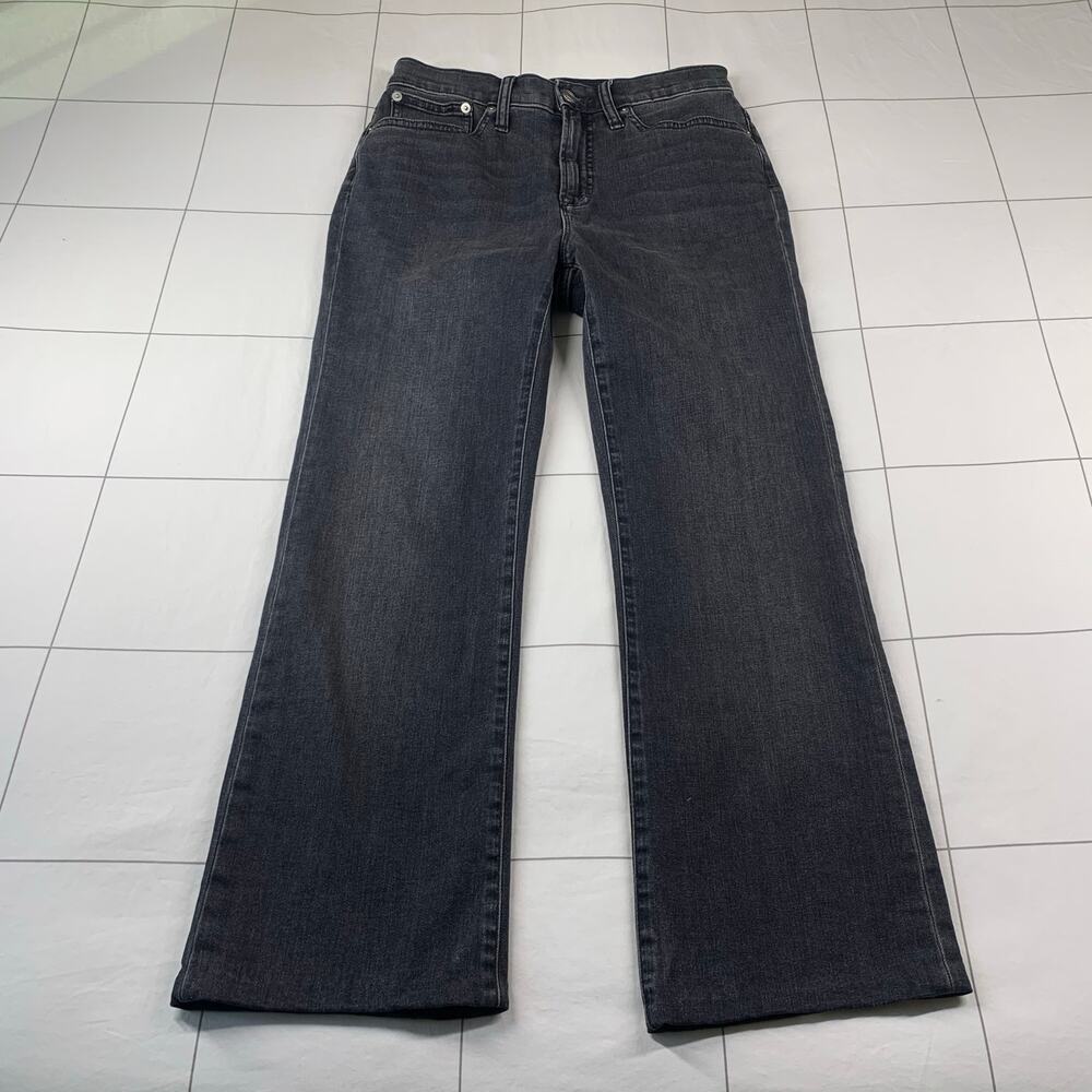J. Crew Jeans Womens 28 Washed Black Curvy Demi Boot Hemmed High Rise Stretch